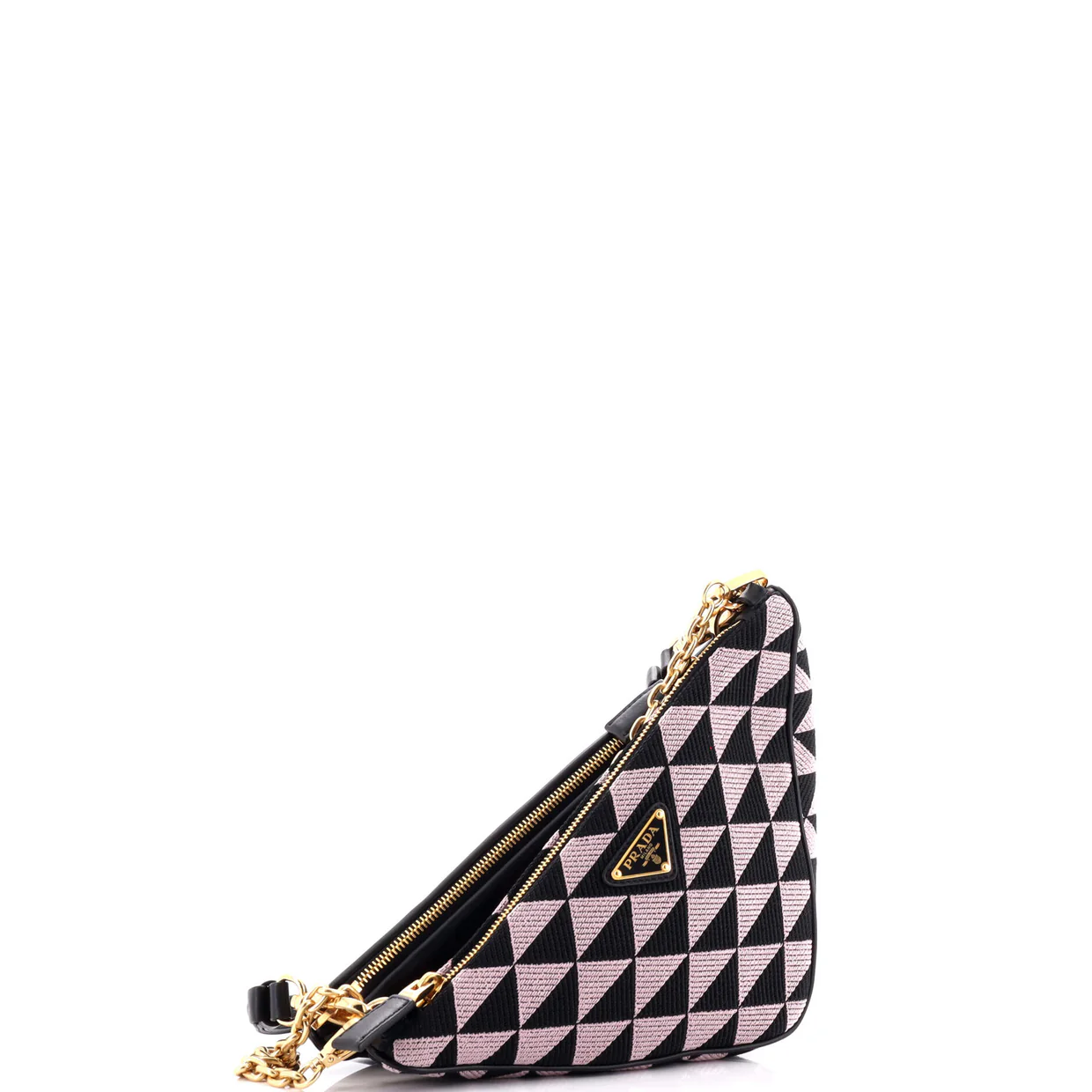 Double Symbole Triangle Bag Leather and Jacquard Mini - Deep Luxury