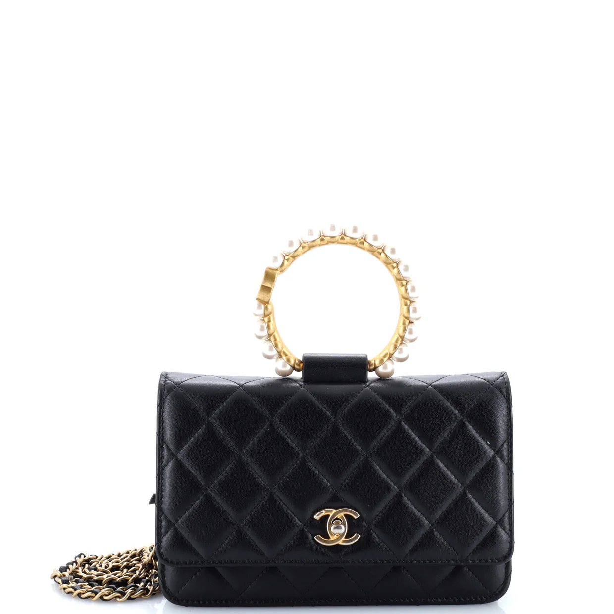 Pearl Crown Wallet on Chain Quilted Lambskin - Deep Luxury