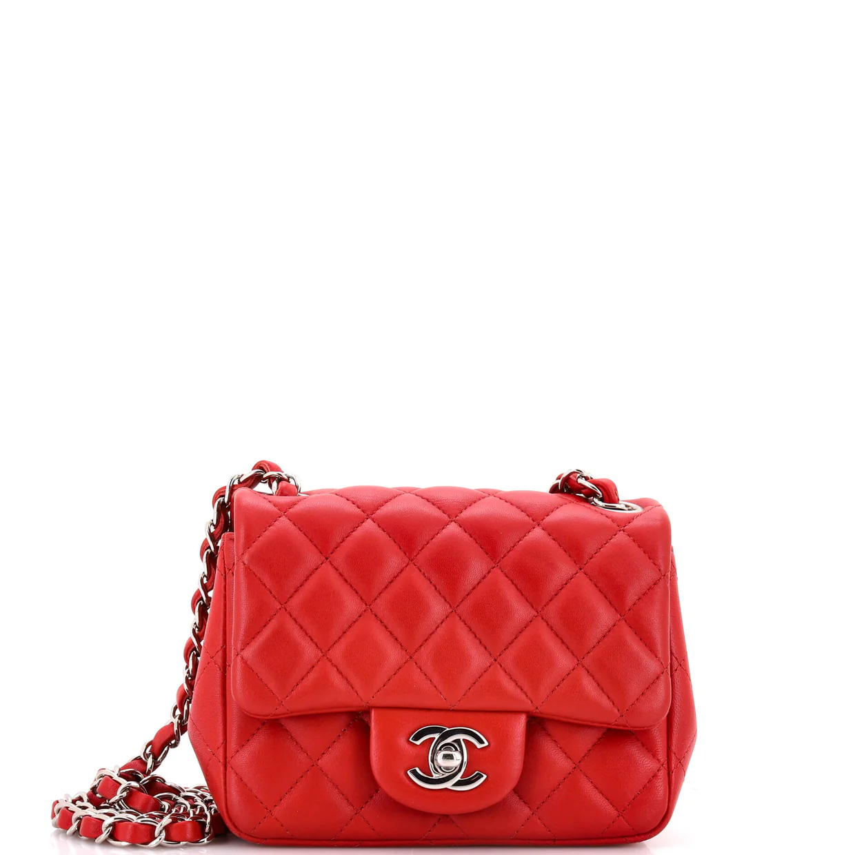 Square Classic Single Flap Bag Quilted Lambskin Mini - Deep Luxury