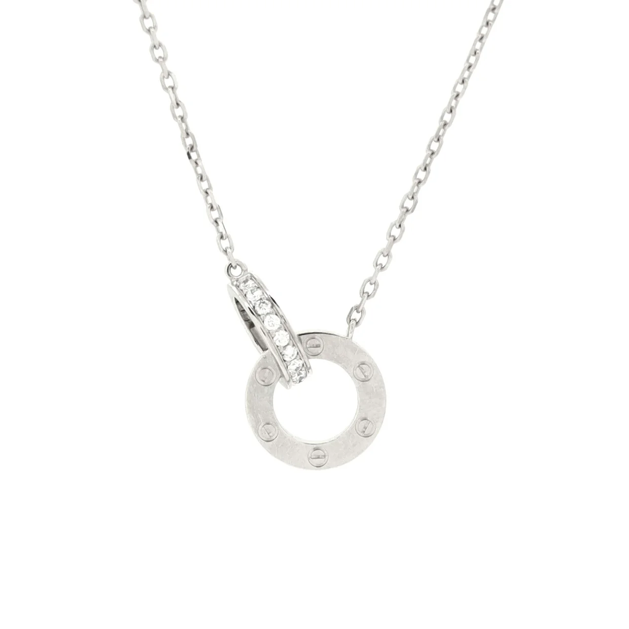 Love Interlocking Pave Necklace 18K White Gold and Diamonds - Deep Luxury