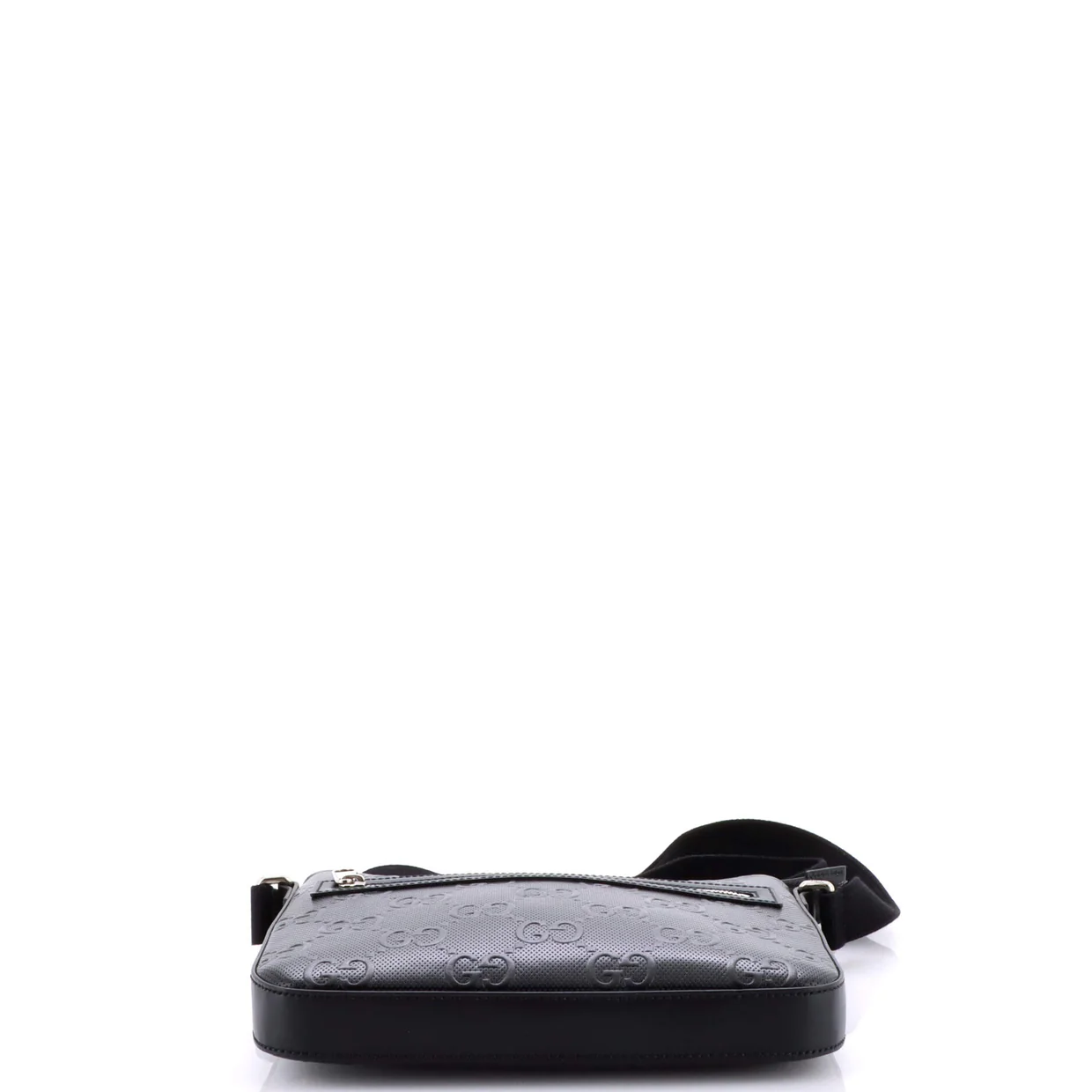 Front Zip Messenger GG Embossed Perforated Leather Small - Deep Luxury