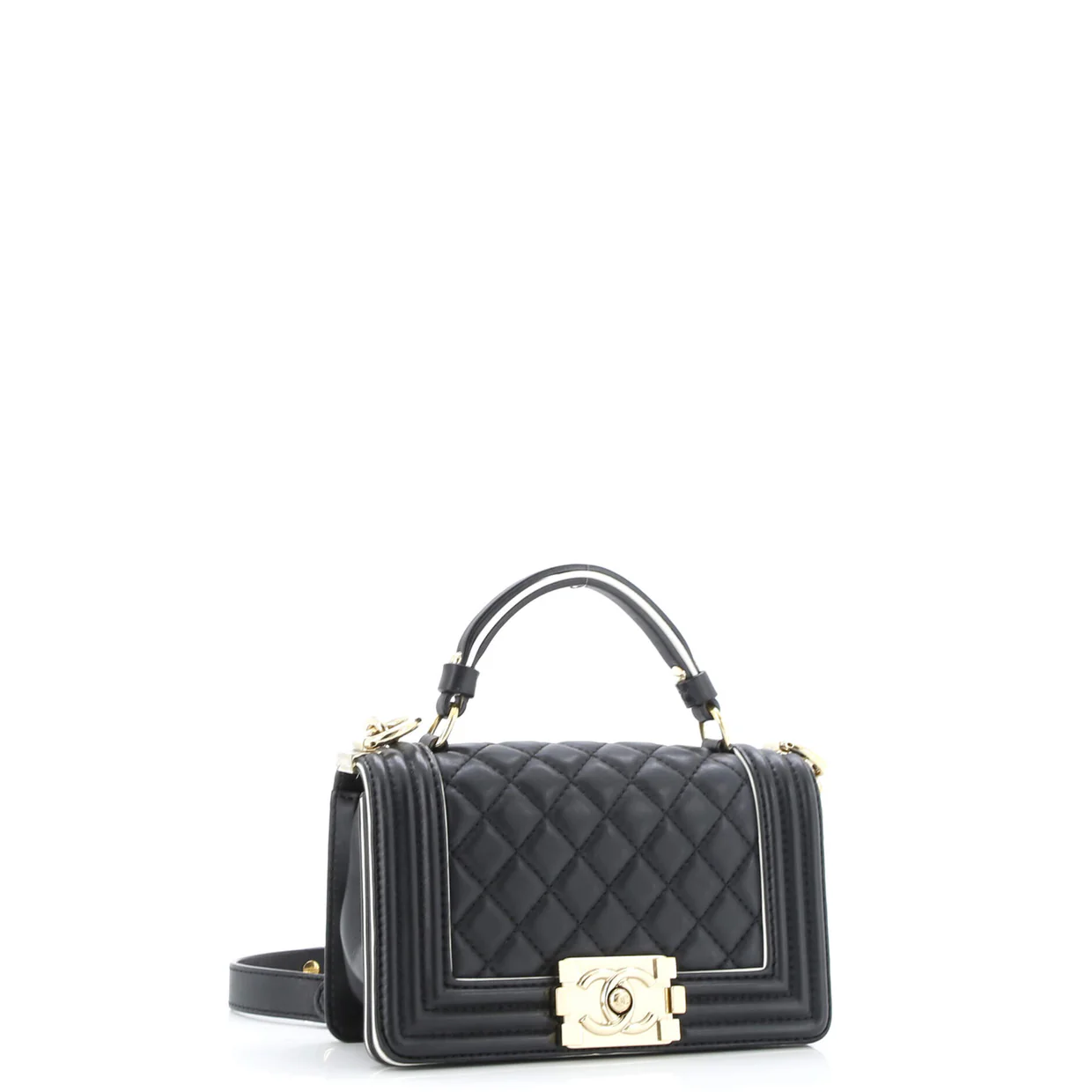 Flat Handle Boy Flap Bag Quilted Lambskin Small - Deep Luxury