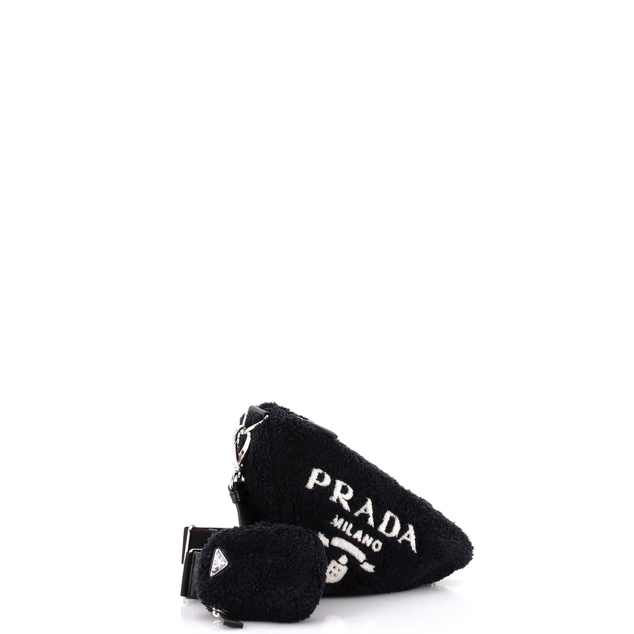 Triangle Logo Zip Crossbody Bag Terry Cloth Small - Deep Luxury