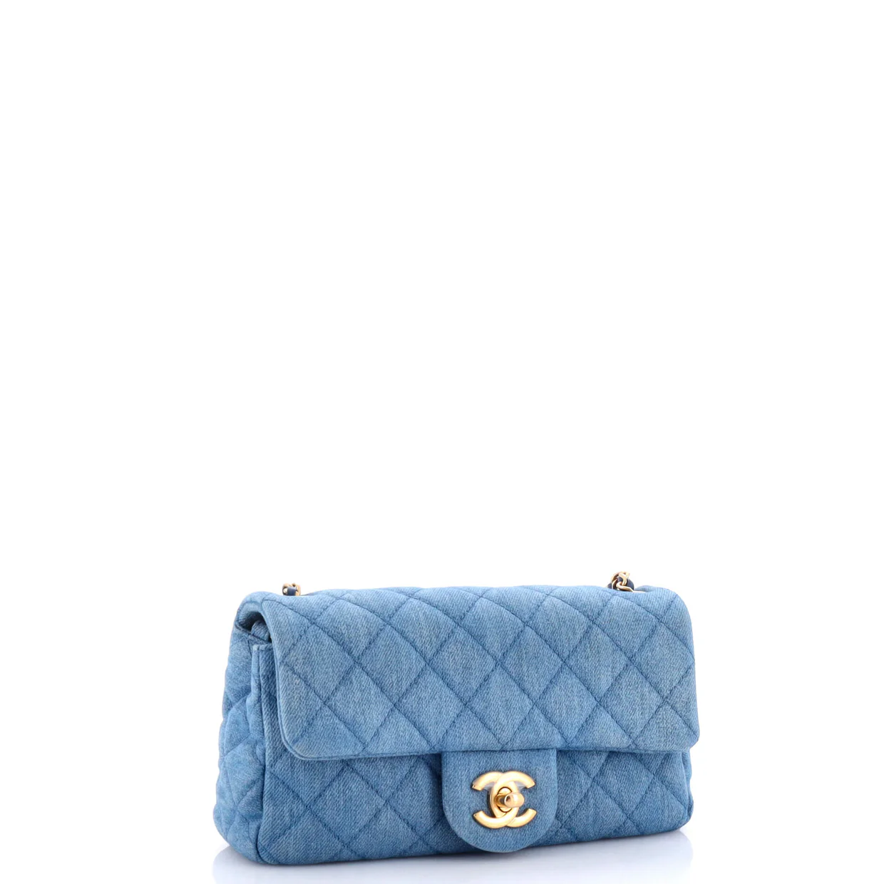 Pearl Crush Flap Bag Quilted Denim Mini - Deep Luxury