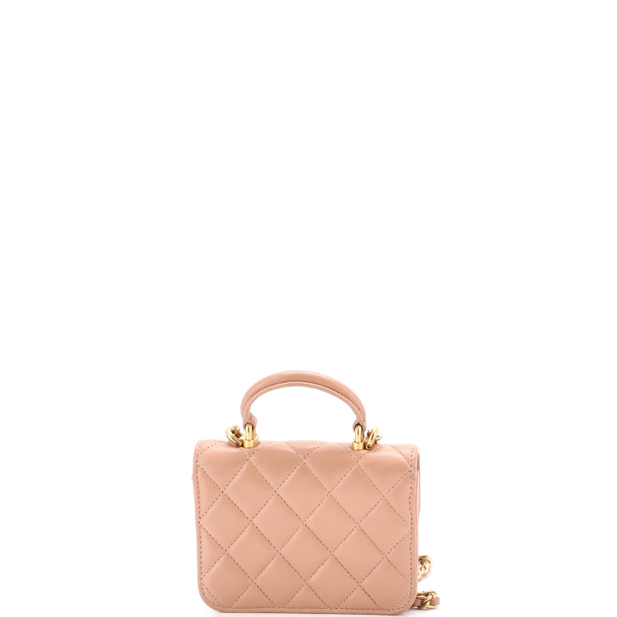 Top Handle Flap Coin Purse with Chain Quilted Lambskin - Deep Luxury