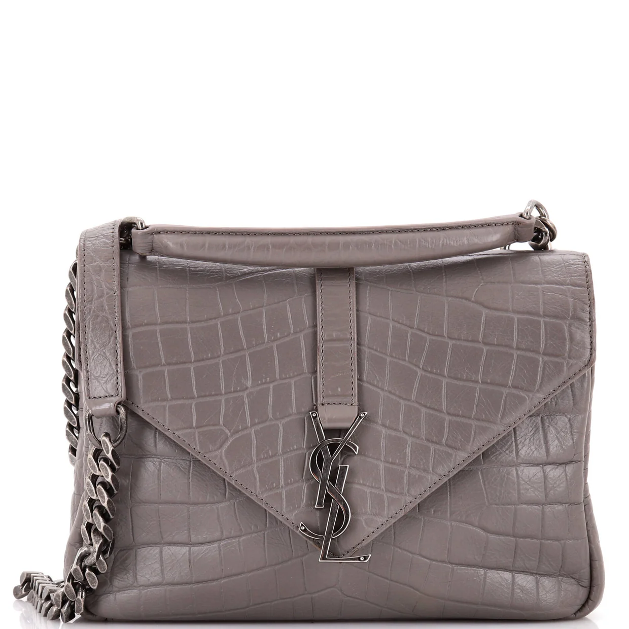 Classic Monogram College Bag Crocodile Embossed Leather Medium - Deep Luxury