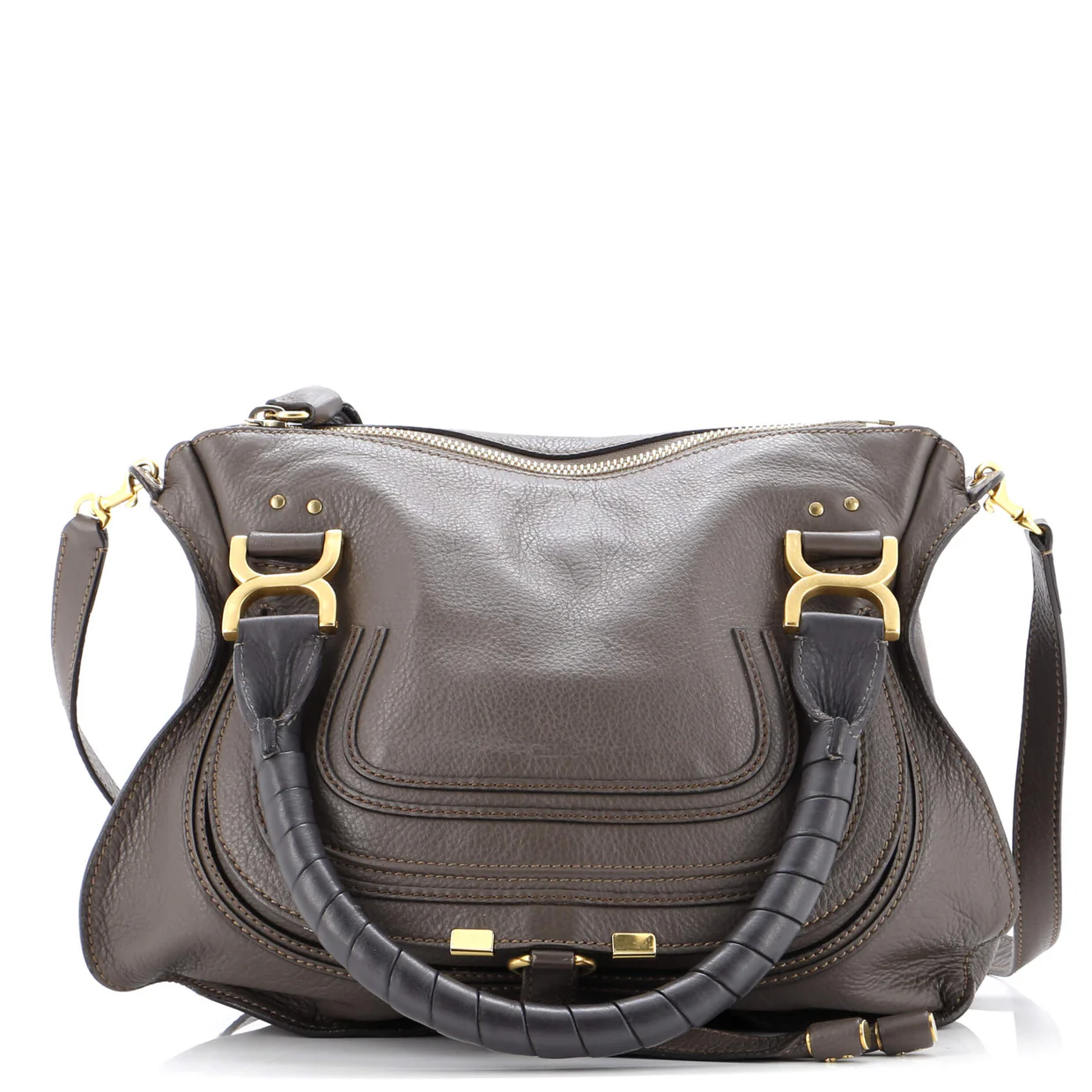 Marcie Satchel Leather Medium - Deep Luxury