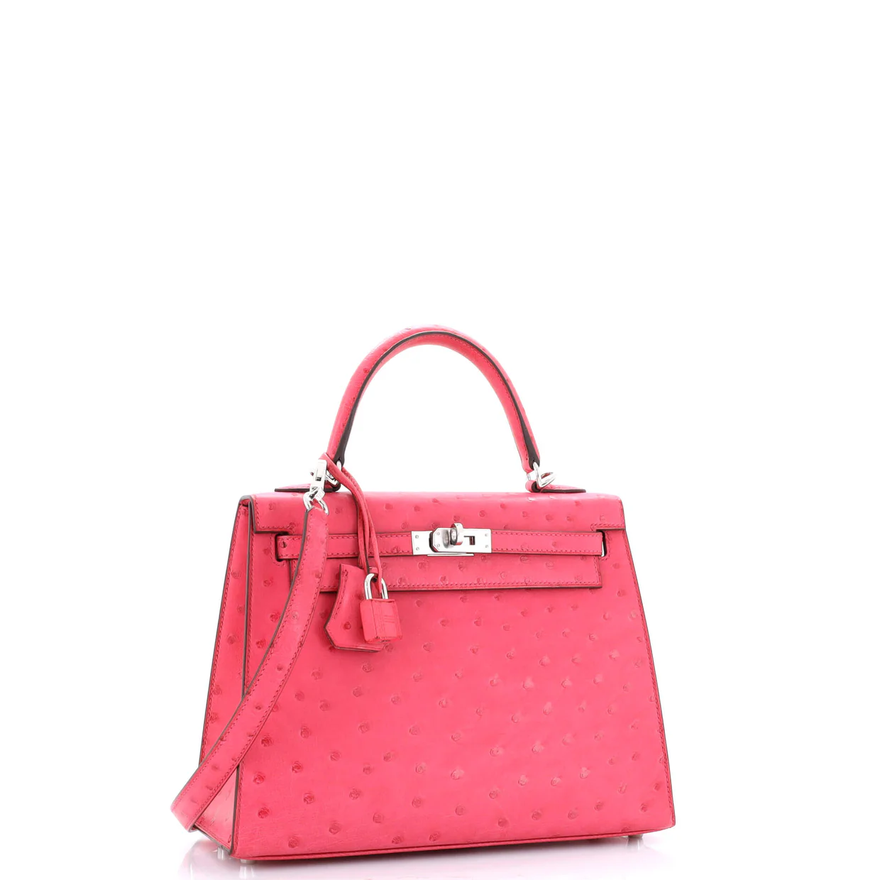 Kelly Handbag Rose Tyrien Ostrich with Palladium Hardware 25 - Deep Luxury