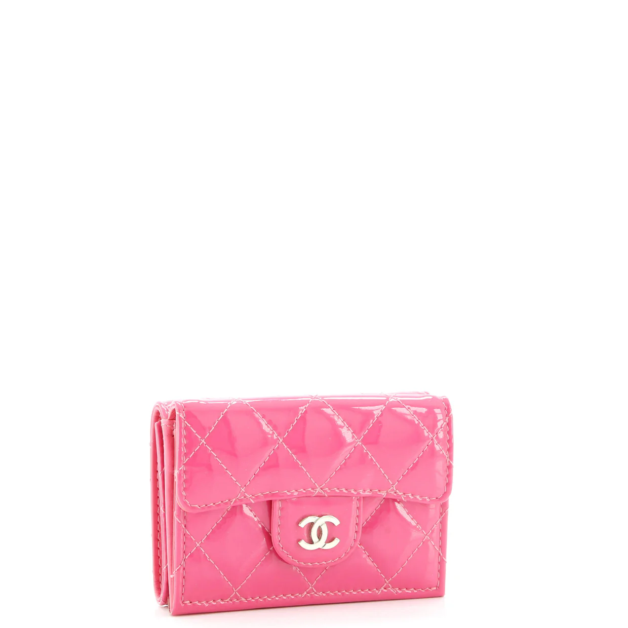 Classic Trifold Flap Wallet Quilted Patent Small - Deep Luxury