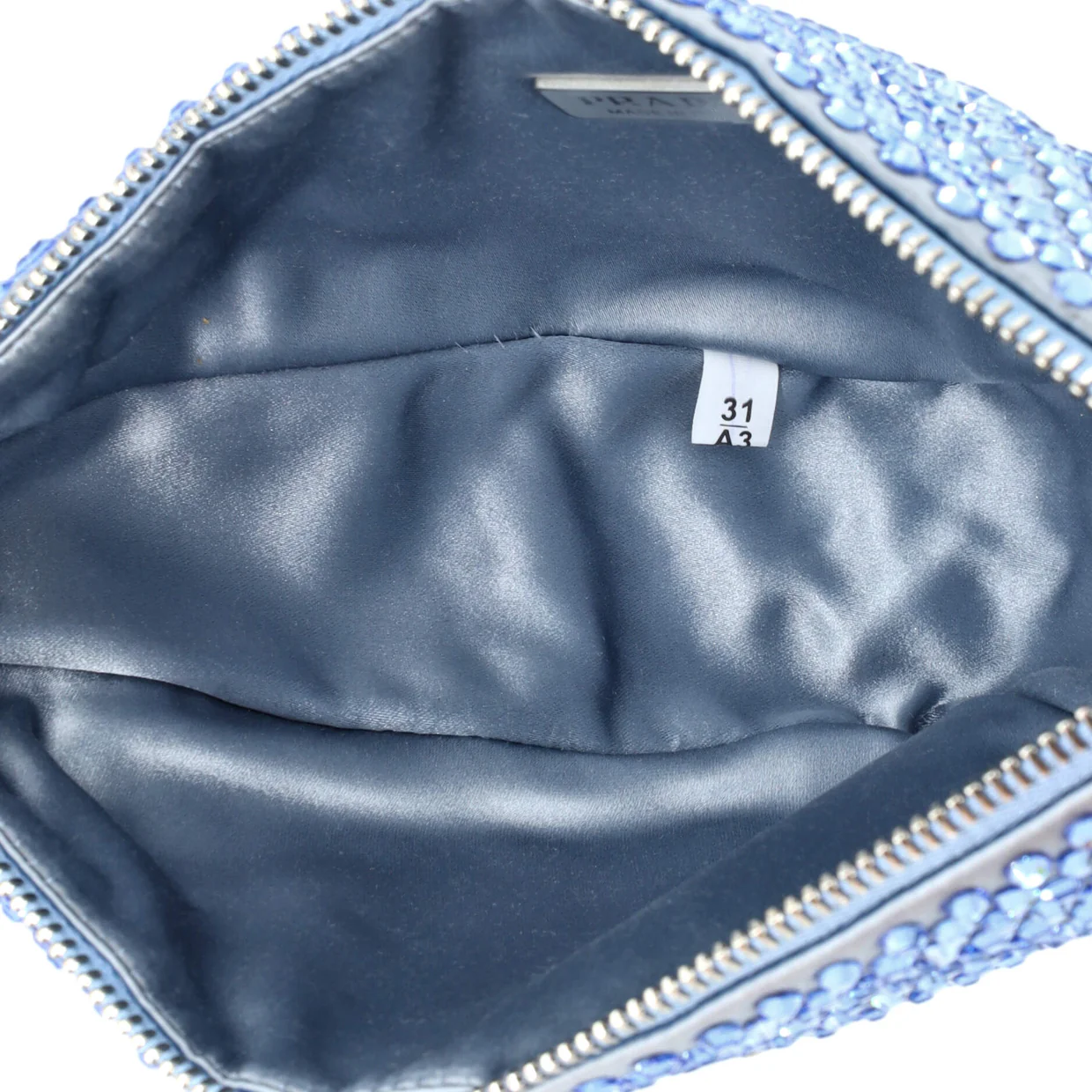 Triangle Top Handle Pouch Bag Crystal Embellished Satin Mini - Deep Luxury