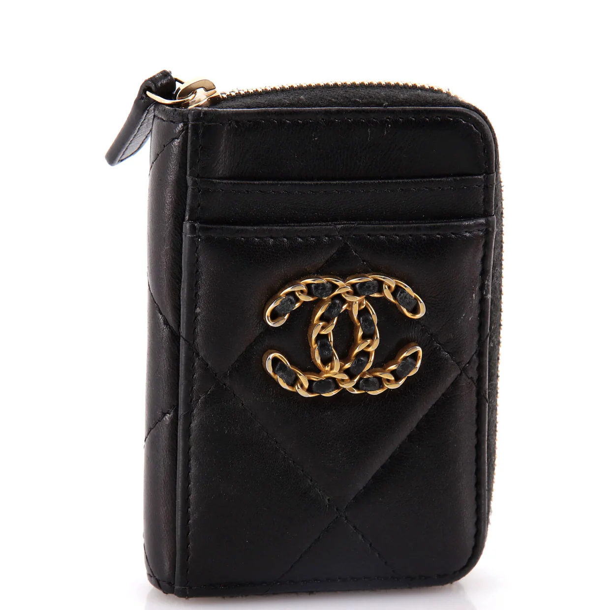 19 Card Holder Zip Coin Purse Quilted Lambskin - Deep Luxury