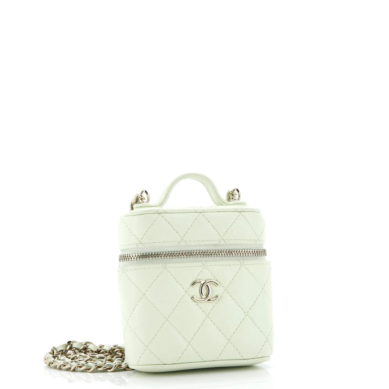 Handle with Care Vanity Case with Chain Quilted Caviar - Deep Luxury