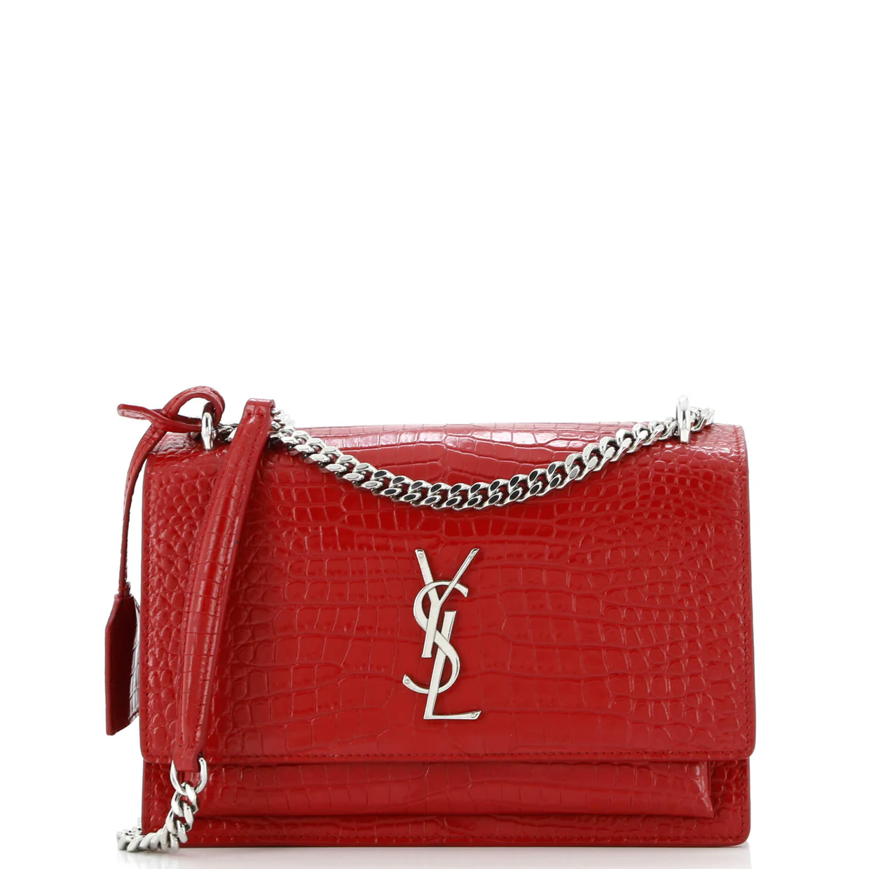 Sunset Crossbody Bag Crocodile Embossed Leather Medium - Deep Luxury