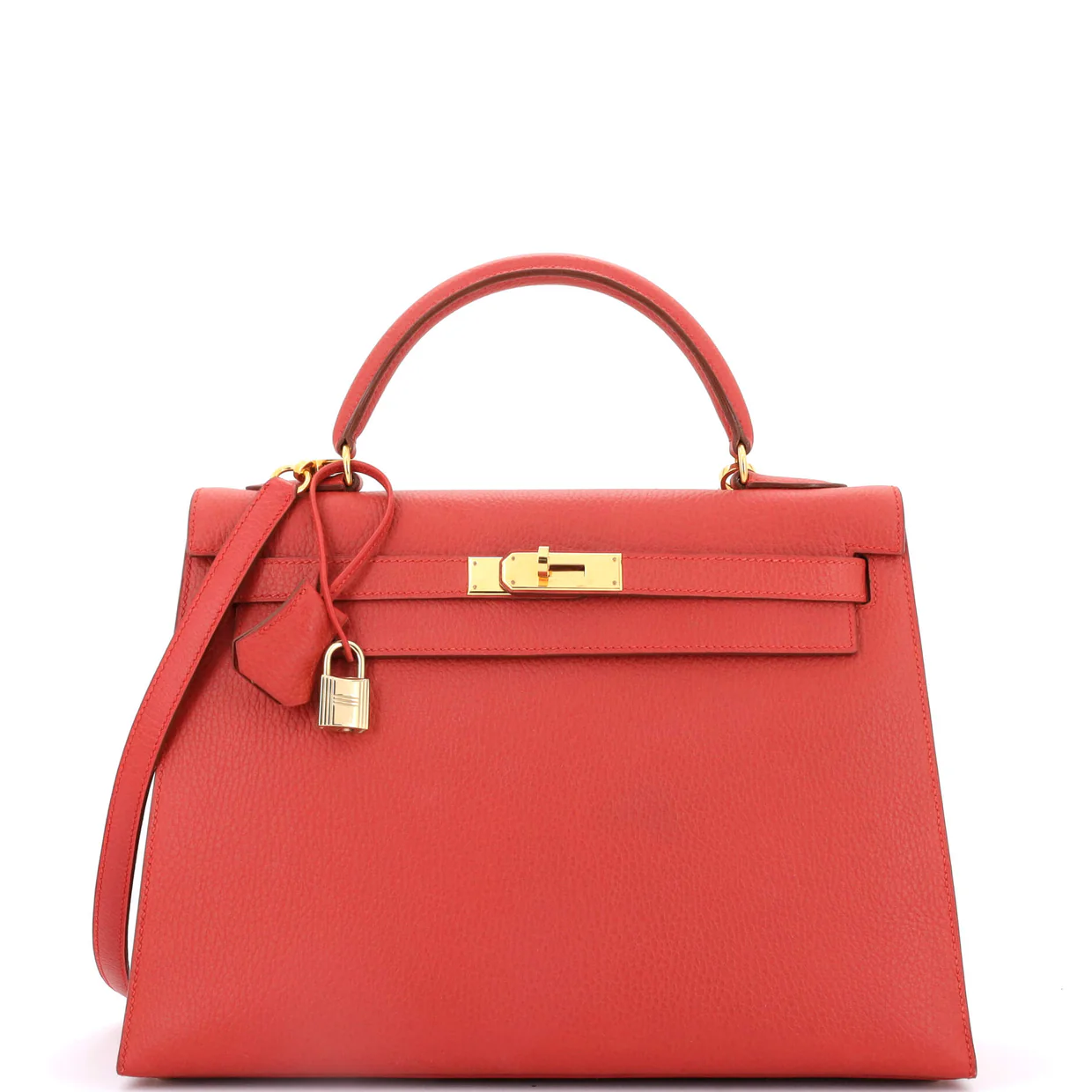 Kelly Handbag Rouge Vif Ardennes with Gold Hardware 32 - Deep Luxury