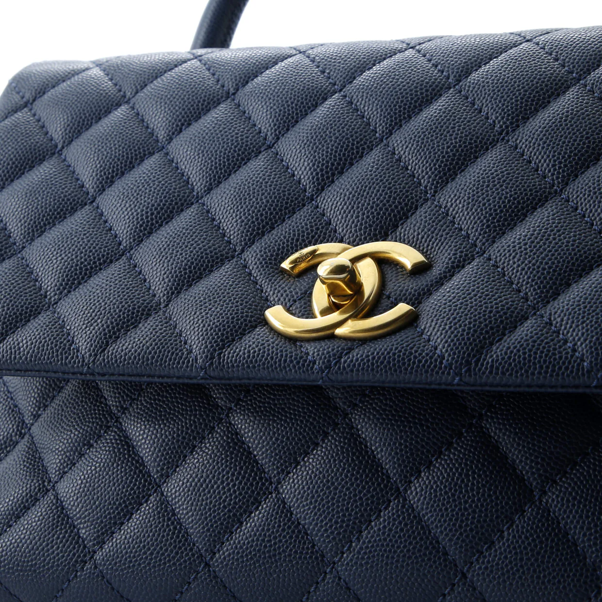 Coco Top Handle Bag Quilted Caviar Small - Deep Luxury