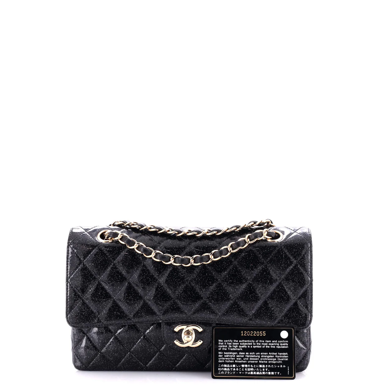 Vintage Classic Double Flap Bag Quilted Glitter Patent Medium - Deep Luxury