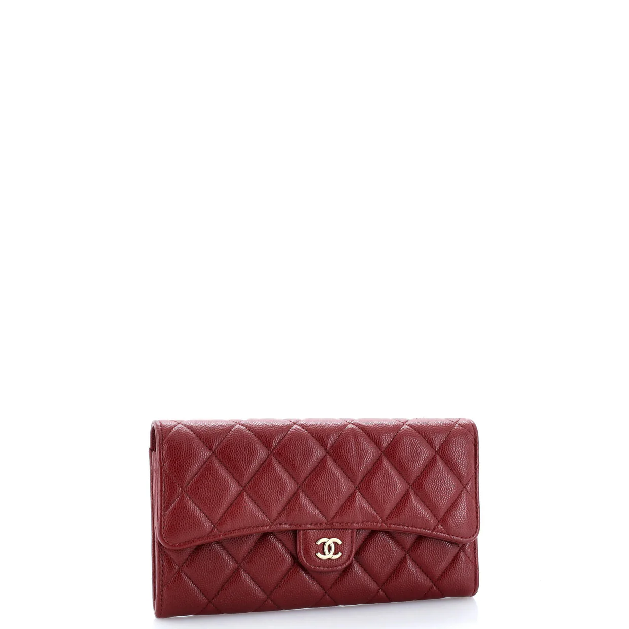 CC Gusset Classic Flap Wallet Quilted Caviar Long - Deep Luxury