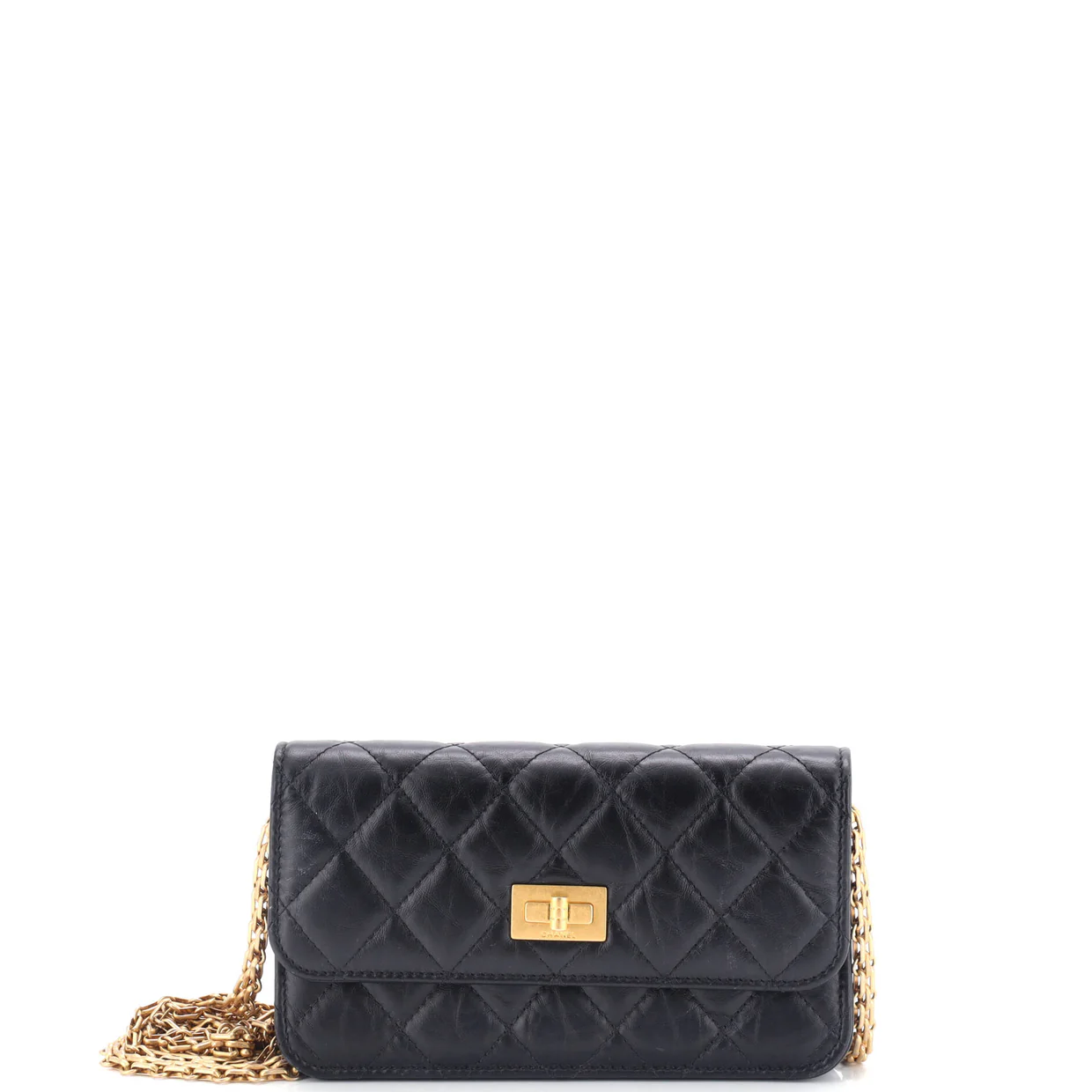 Reissue 2.55 Flap Phone Holder with Chain Quilted Aged Calfskin - Deep Luxury