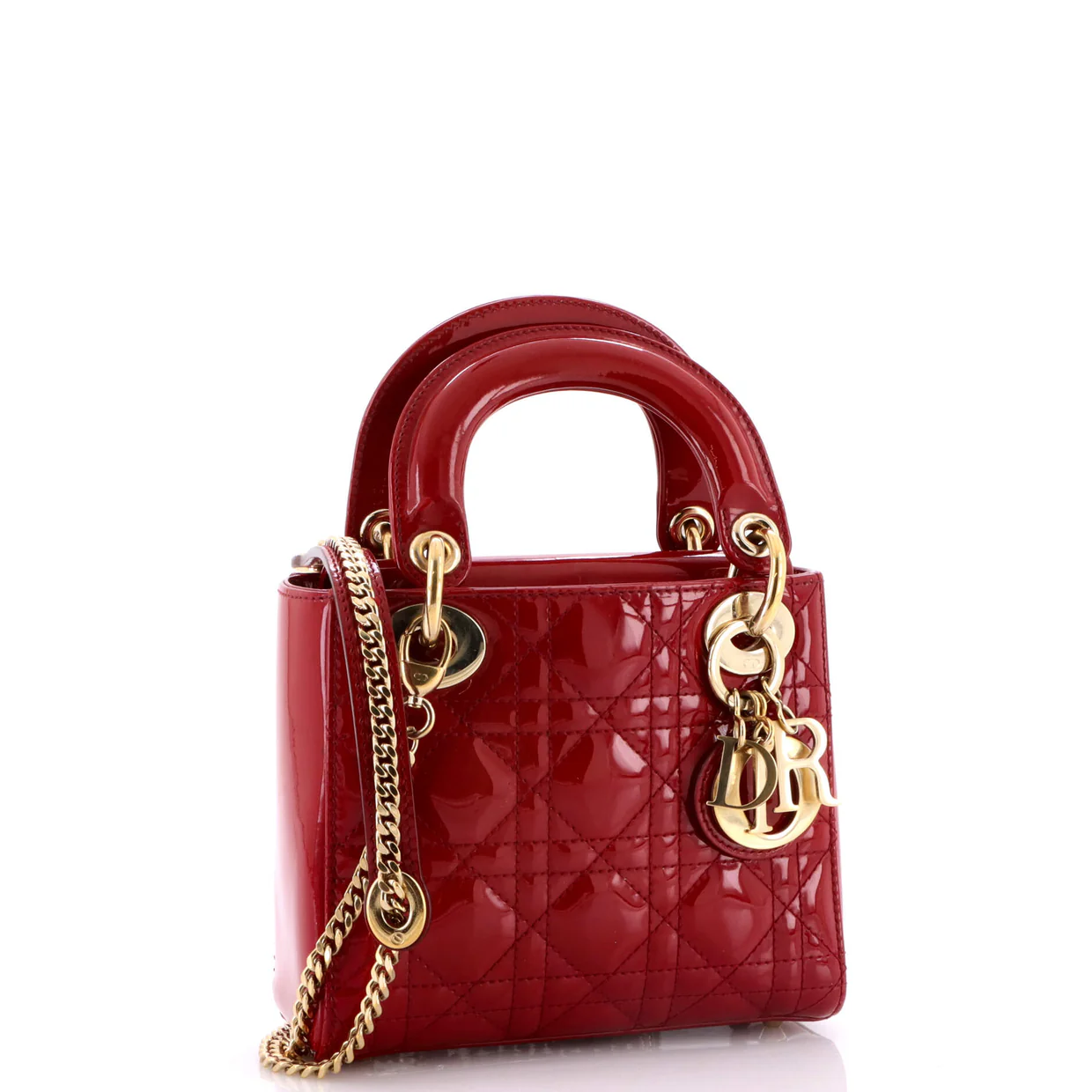 Lady Dior Chain Bag Cannage Quilt Patent Mini - Deep Luxury