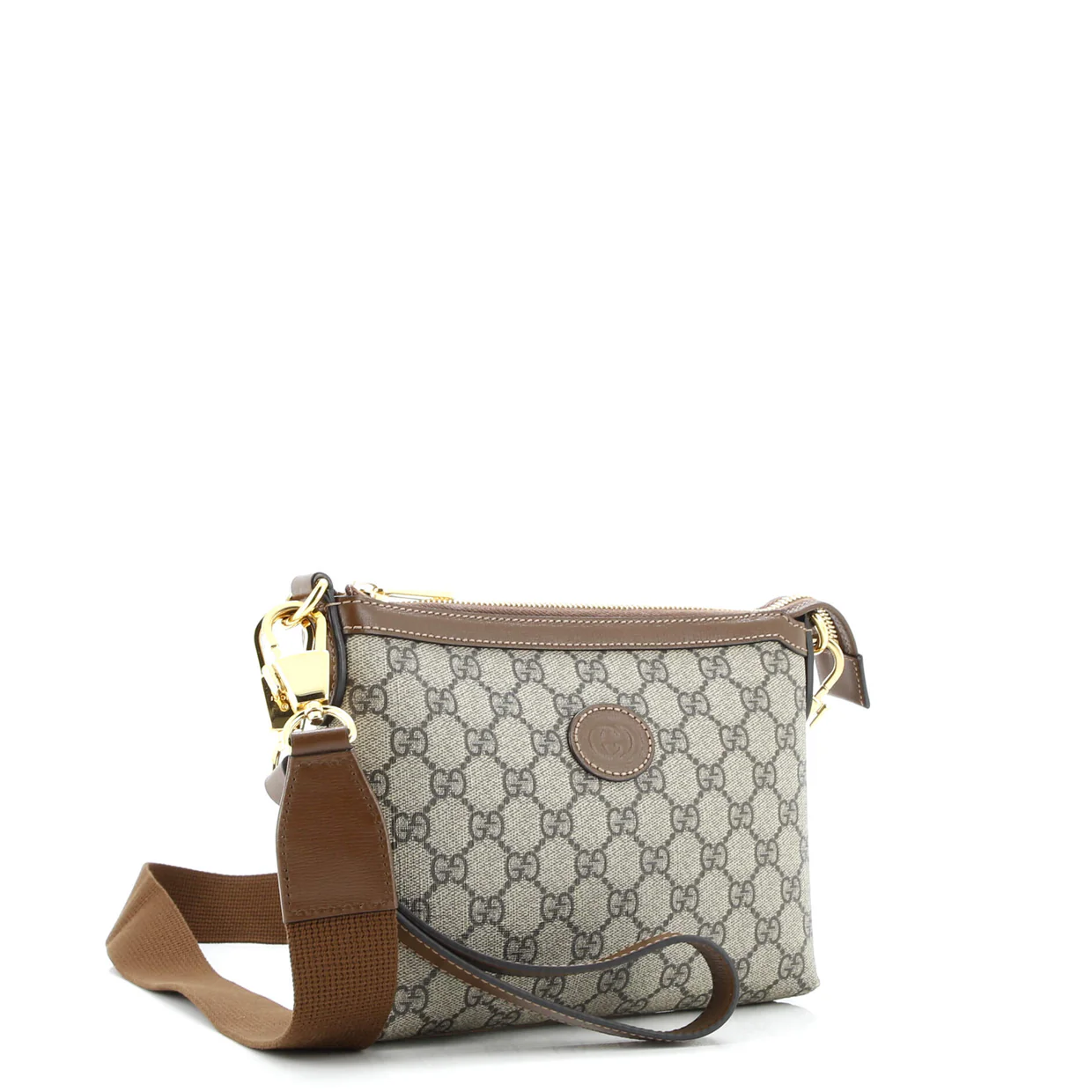 Interlocking G Patch Wristlet Messenger Bag GG Coated Canvas Small - Deep Luxury