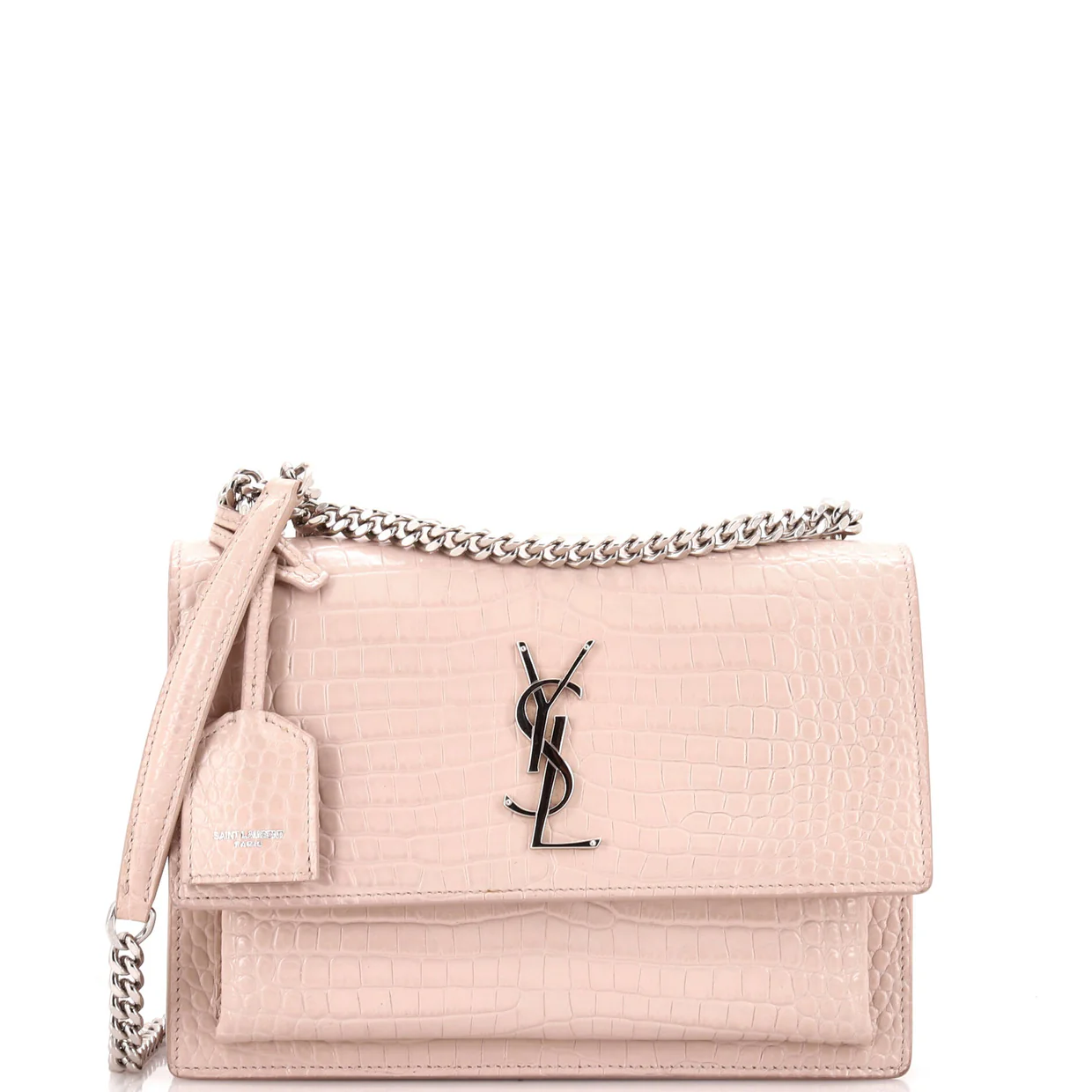 Sunset Crossbody Bag Crocodile Embossed Leather Medium - Deep Luxury