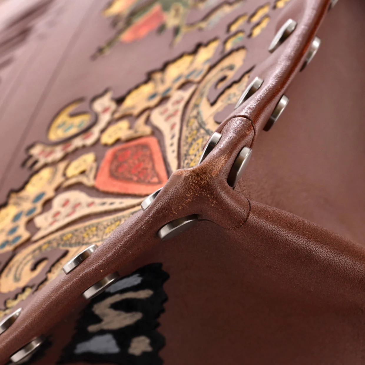 Book Tote Embroidered Studded Leather Large - Deep Luxury