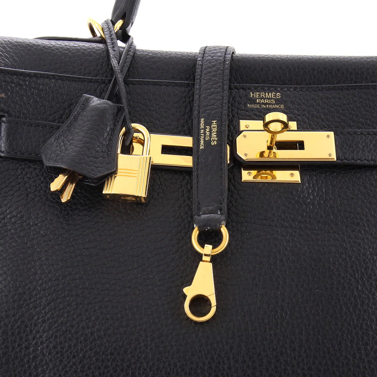 Kelly Handbag Noir Clemence with Gold Hardware 32 - Deep Luxury