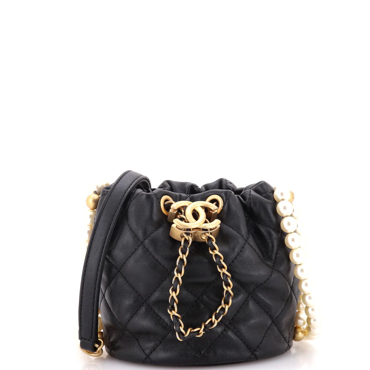 About Pearls Bucket Bag Quilted Calfskin Mini - Deep Luxury