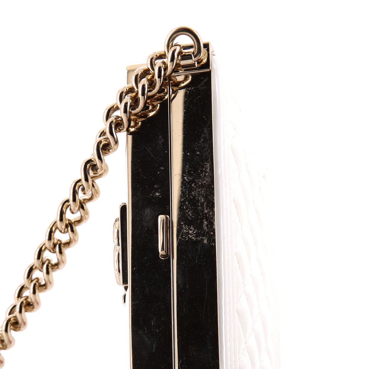 Boy Chain Box Minaudiere Quilted Patent - Deep Luxury