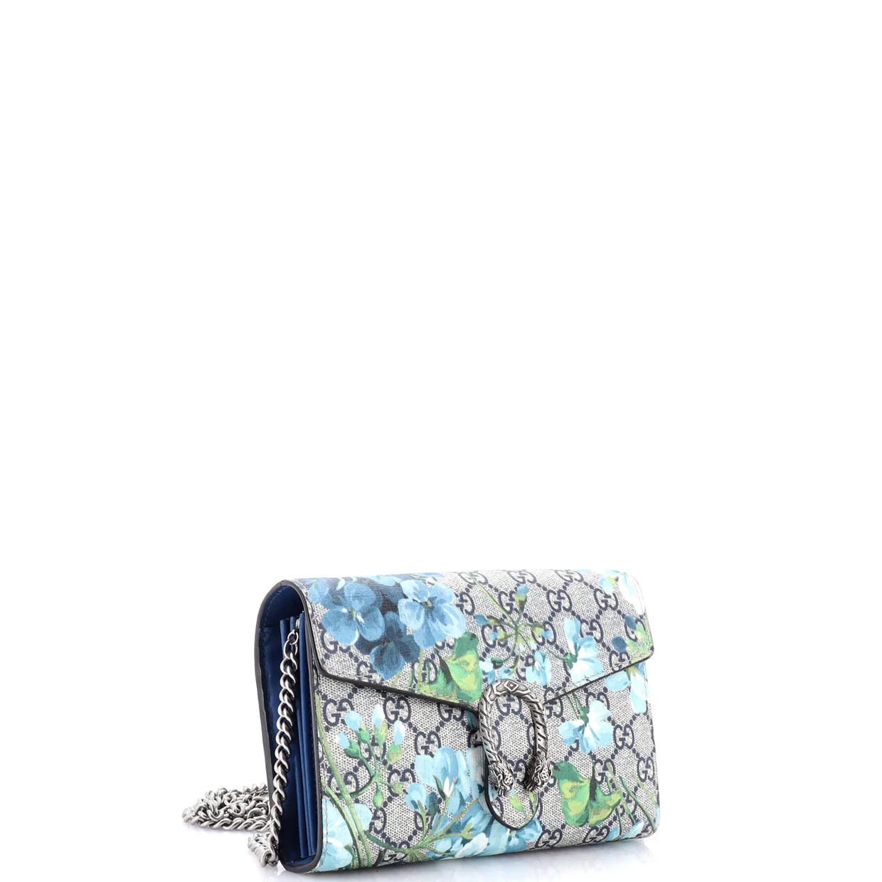 Dionysus Chain Wallet Blooms Print GG Coated Canvas Small - Deep Luxury