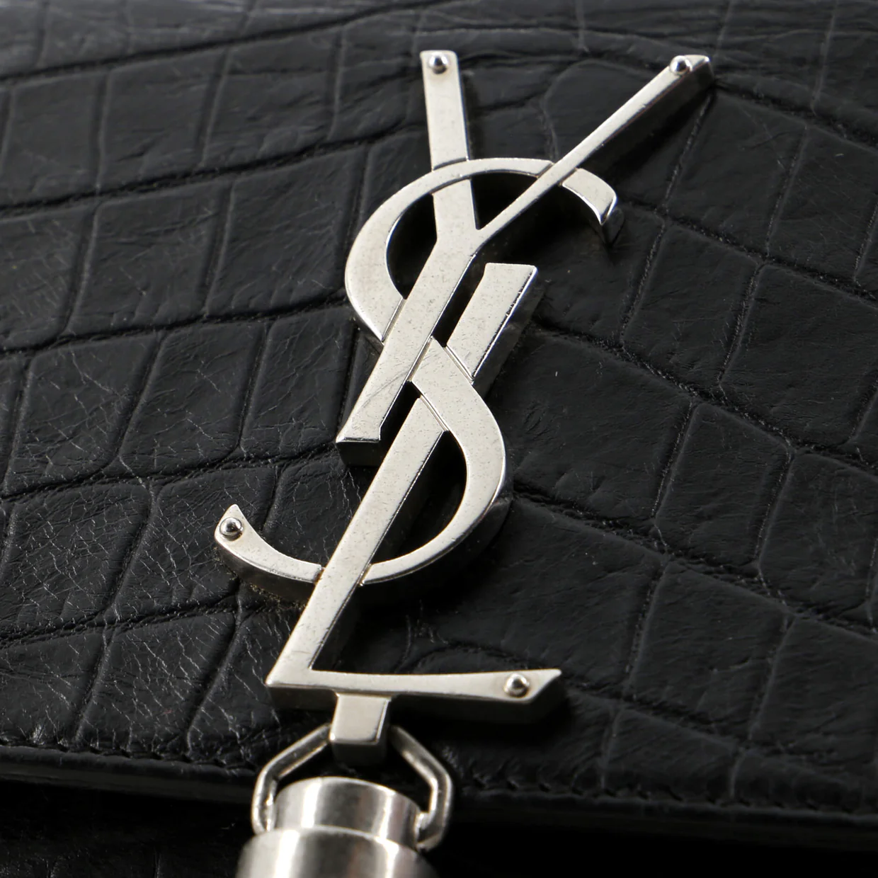 Classic Monogram Tassel Crossbody Bag Crocodile Embossed Leather Small - Deep Luxury