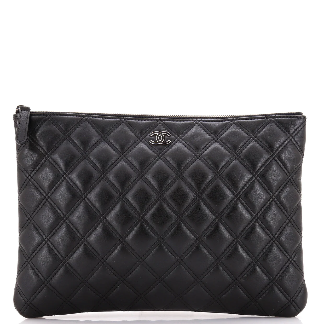 Double Stitch O Case Clutch Lambskin Medium - Deep Luxury