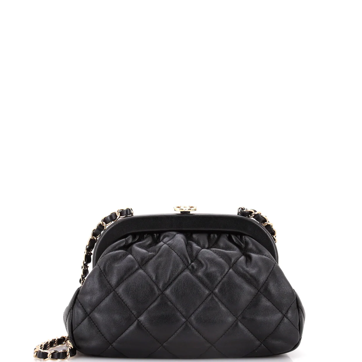 Kiss Lock Frame Shoulder Bag Quilt Lambskin Small - Deep Luxury