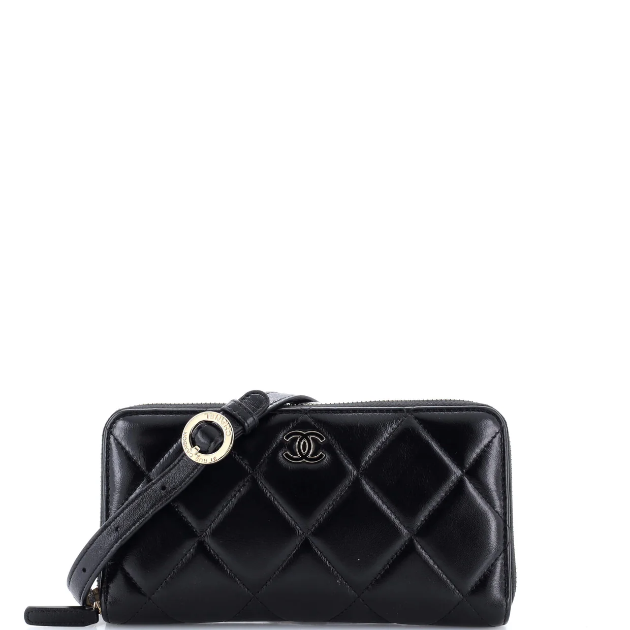 Zip Around Waist Belt Bag Quilted Shiny Lambskin - Deep Luxury