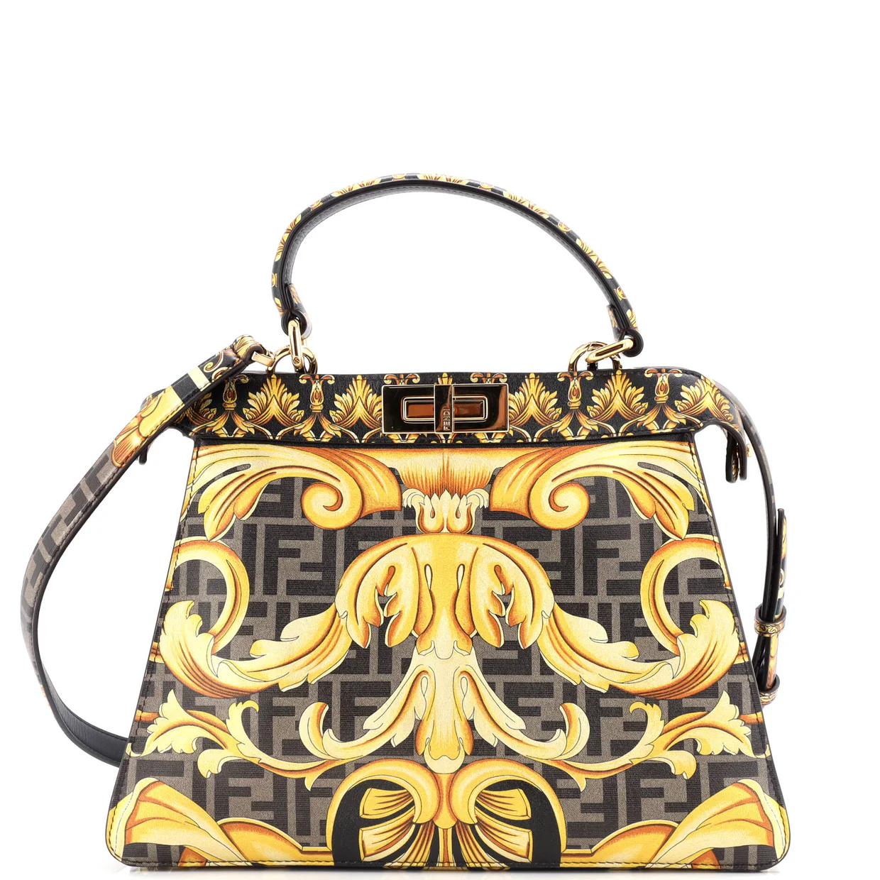 x Versace Fendace ISeeU Peekaboo Bag Printed Laminated Leather Medium - Deep Luxury