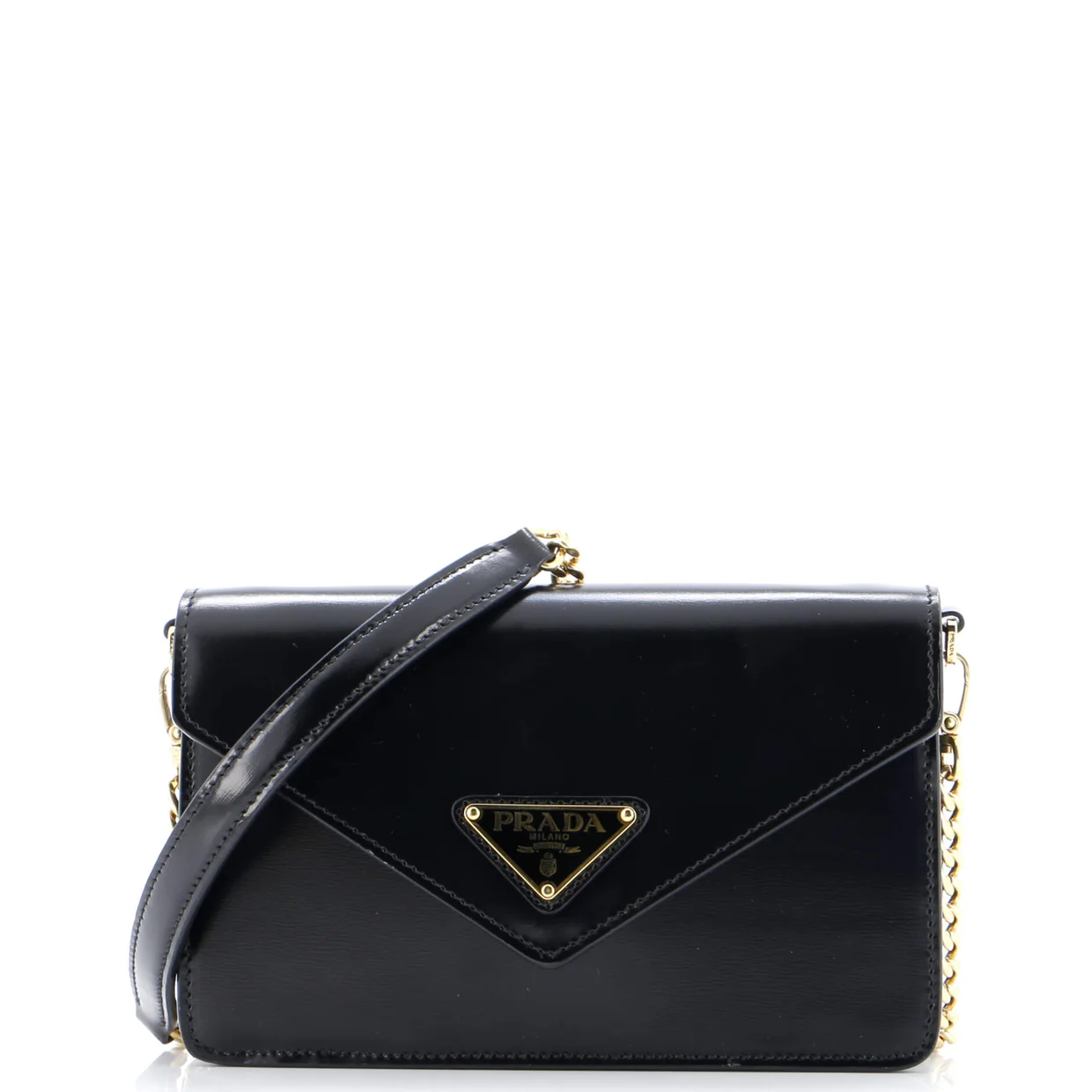 Triangle Logo Envelope Chain Crossbody Bag Leather - Deep Luxury