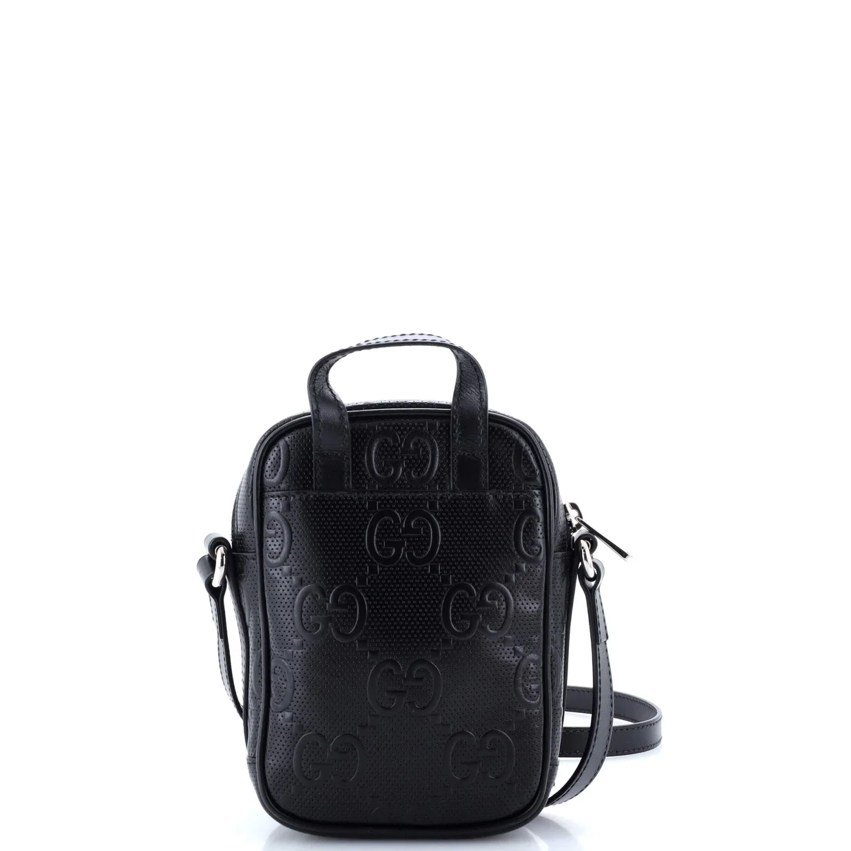 Top Handle Crossbody Bag GG Embossed Perforated Leather Mini - Deep Luxury