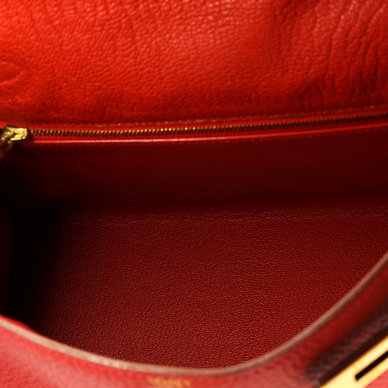 Kelly Handbag Rouge Vif Chevre de Coromandel with Gold Hardware 28 - Deep Luxury
