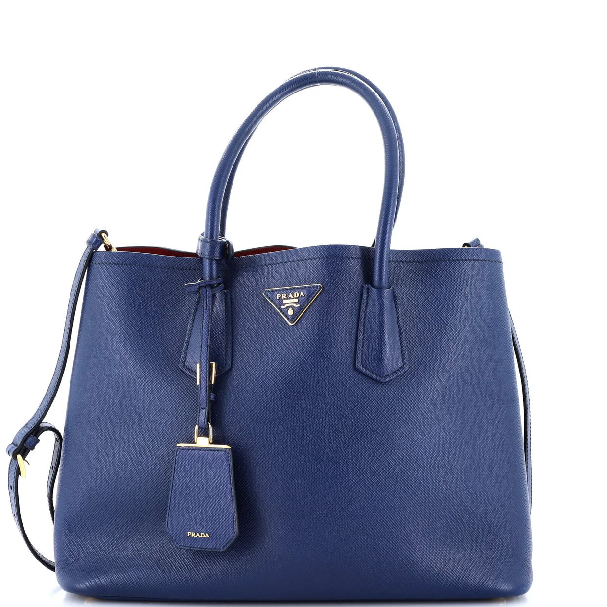 Cuir Double Tote Saffiano Leather Medium - Deep Luxury