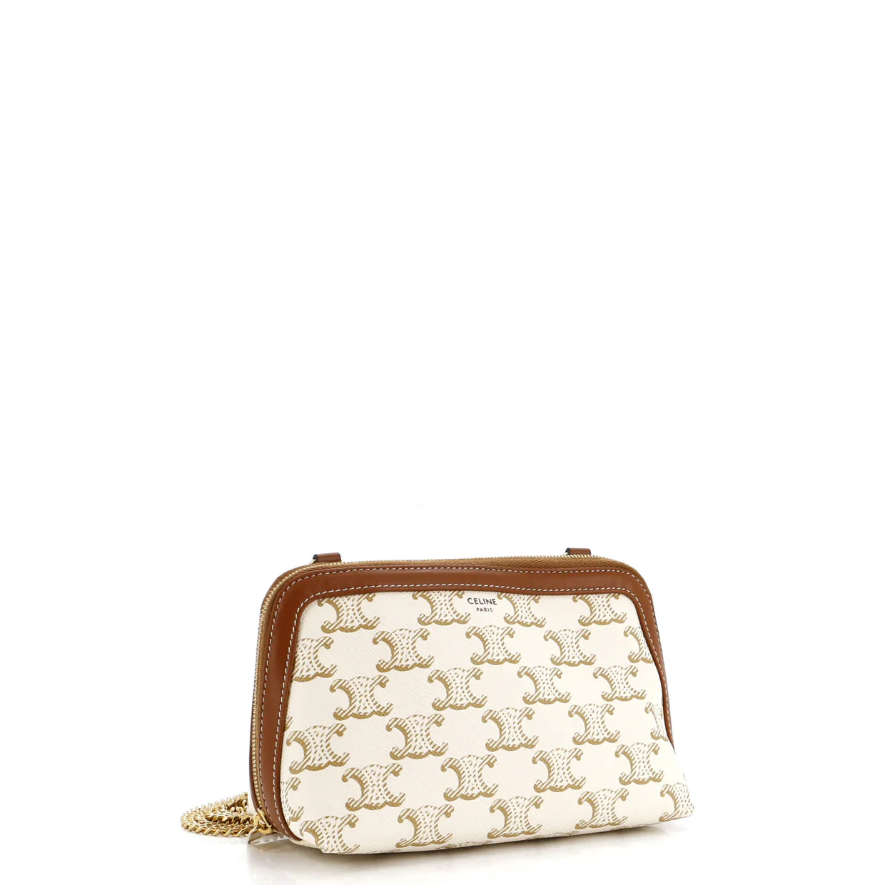 Zip Around Chain Clutch Triomphe Coated Canvas - Deep Luxury