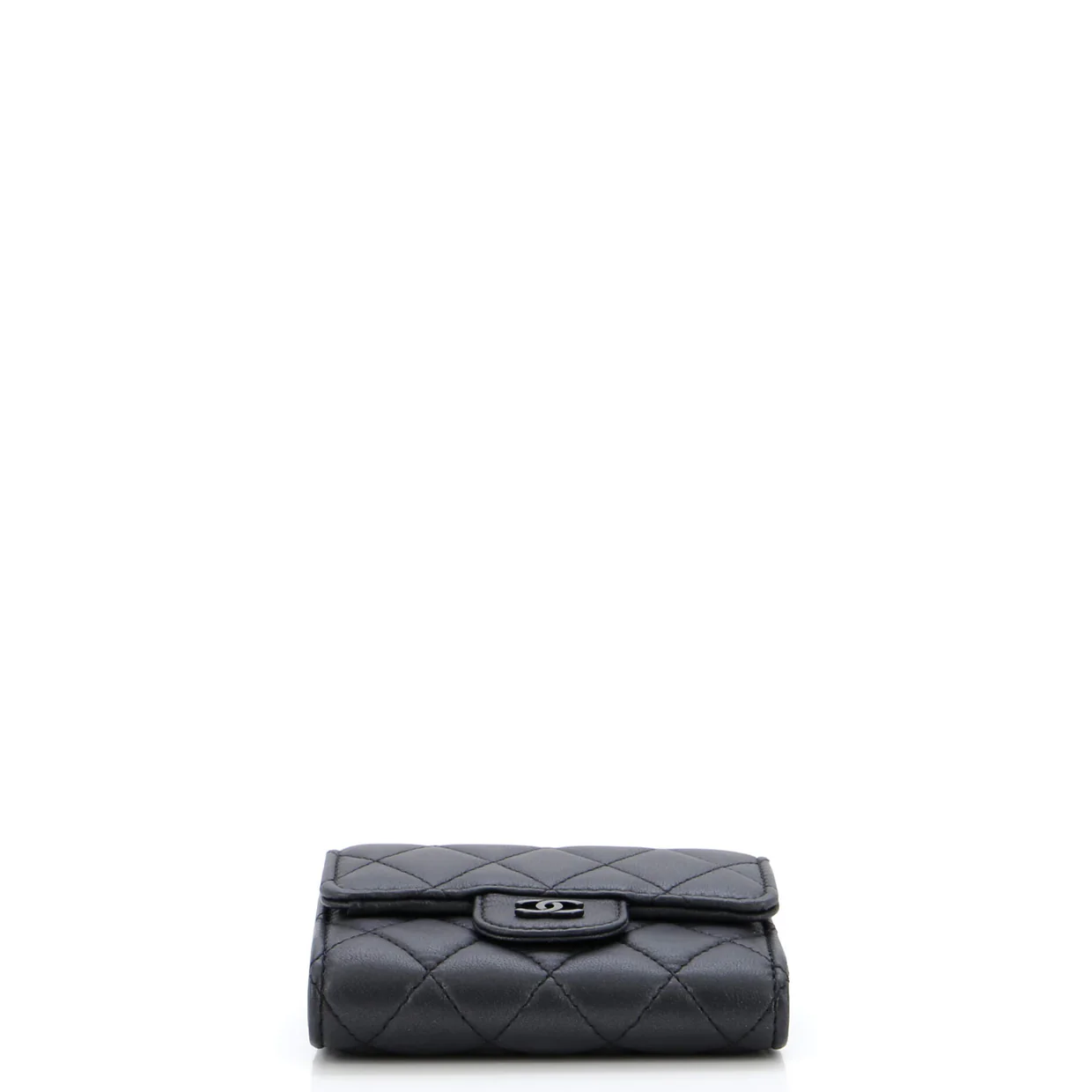 So Black CC Compact Classic Flap Wallet Quilted Lambskin - Deep Luxury