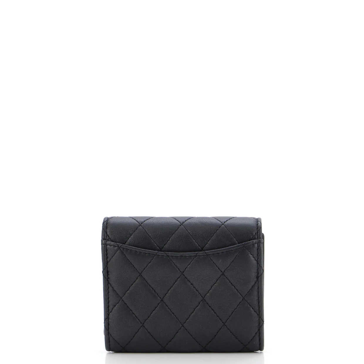 So Black CC Compact Classic Flap Wallet Quilted Lambskin - Deep Luxury