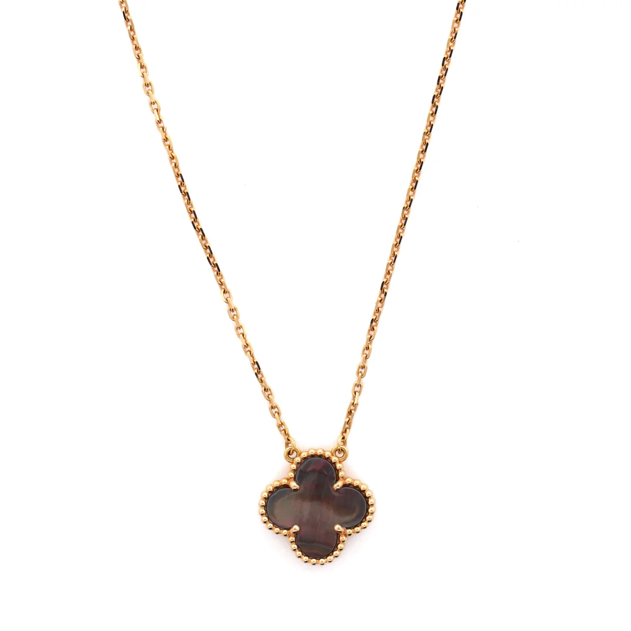 Vintage Alhambra Pendant Necklace 18K Rose Gold and Grey Mother of Pearl - Deep Luxury