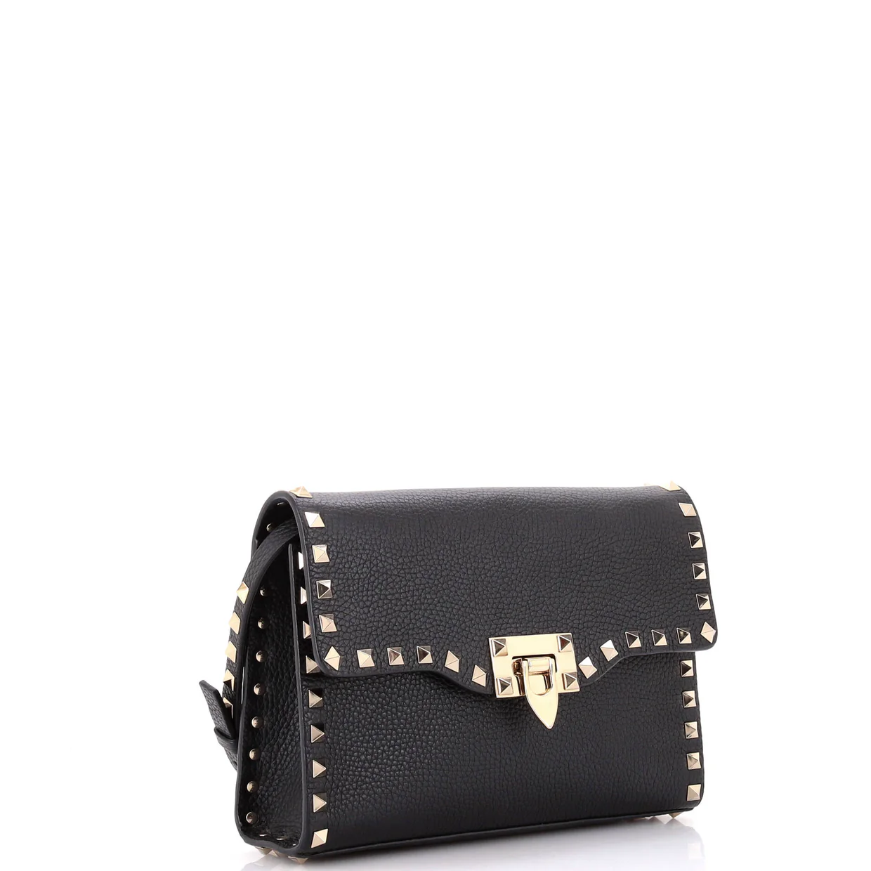 Rockstud Flip Lock Flap Bag Leather Medium - Deep Luxury