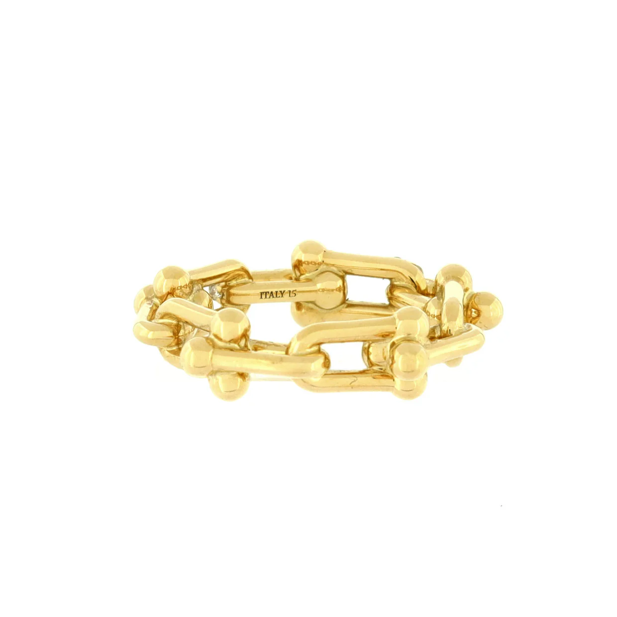 HardWear Link Ring 18K Yellow Gold with Diamonds Small - Deep Luxury