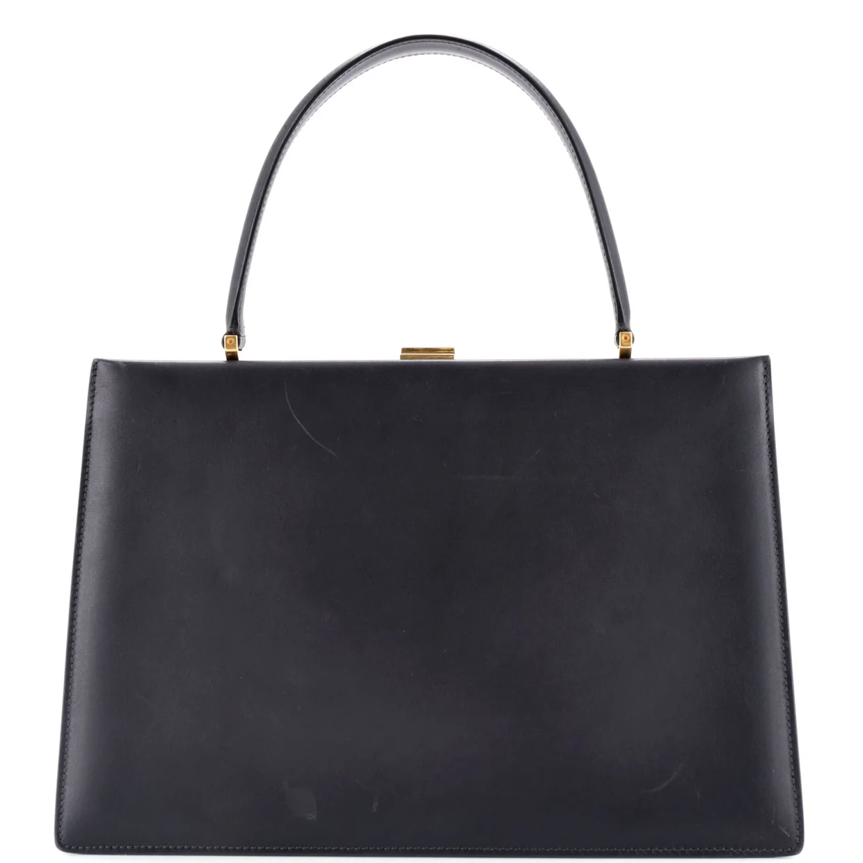 Clasp Top Handle Bag Leather Medium - Deep Luxury