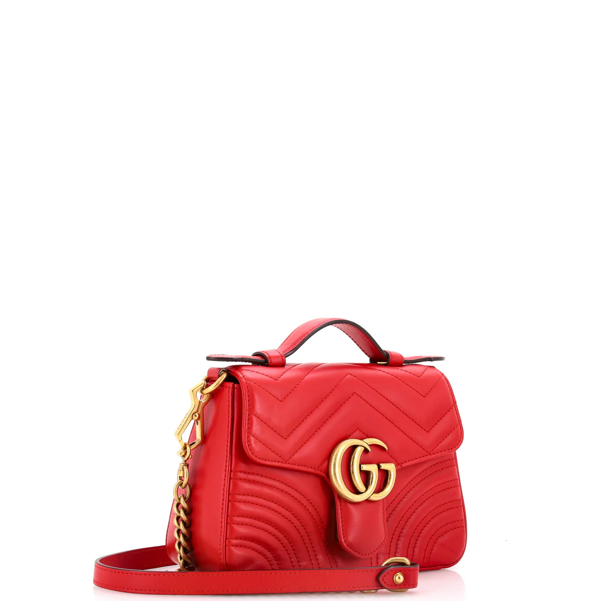 GG Marmont Top Handle Flap Bag Matelasse Leather Mini - Deep Luxury