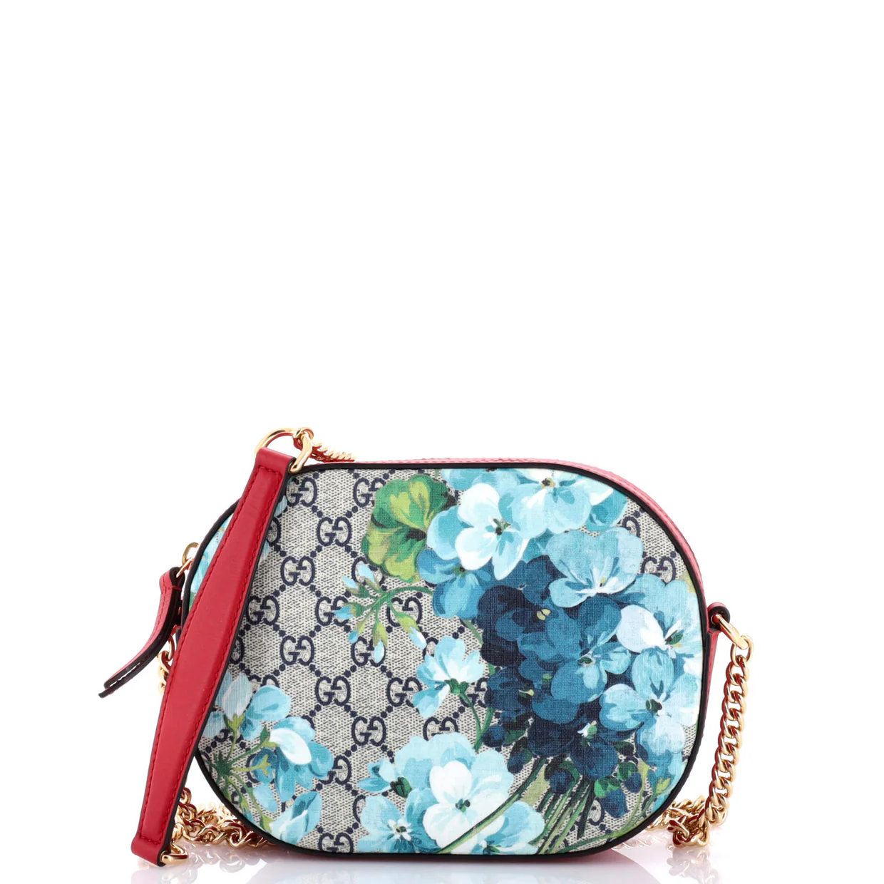 Chain Crossbody Bag Blooms Print GG Coated Canvas Mini - Deep Luxury