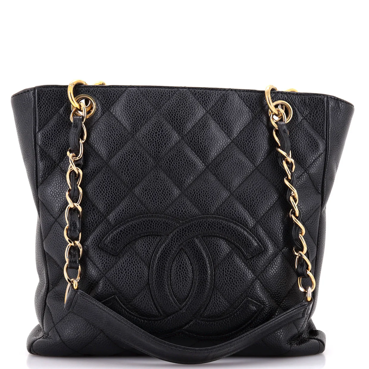 Petite Shopping Tote Quilted Caviar - Deep Luxury