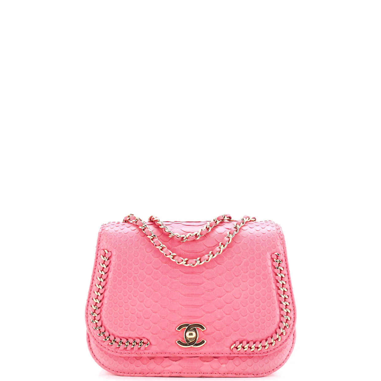 Braided Chic Flap Bag Python Small - Deep Luxury